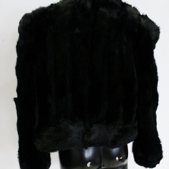 Polo Norte Rabbit Fur Black Jacket 100% Genuine Fur Size Small/Medium - Picture 5 of 7
